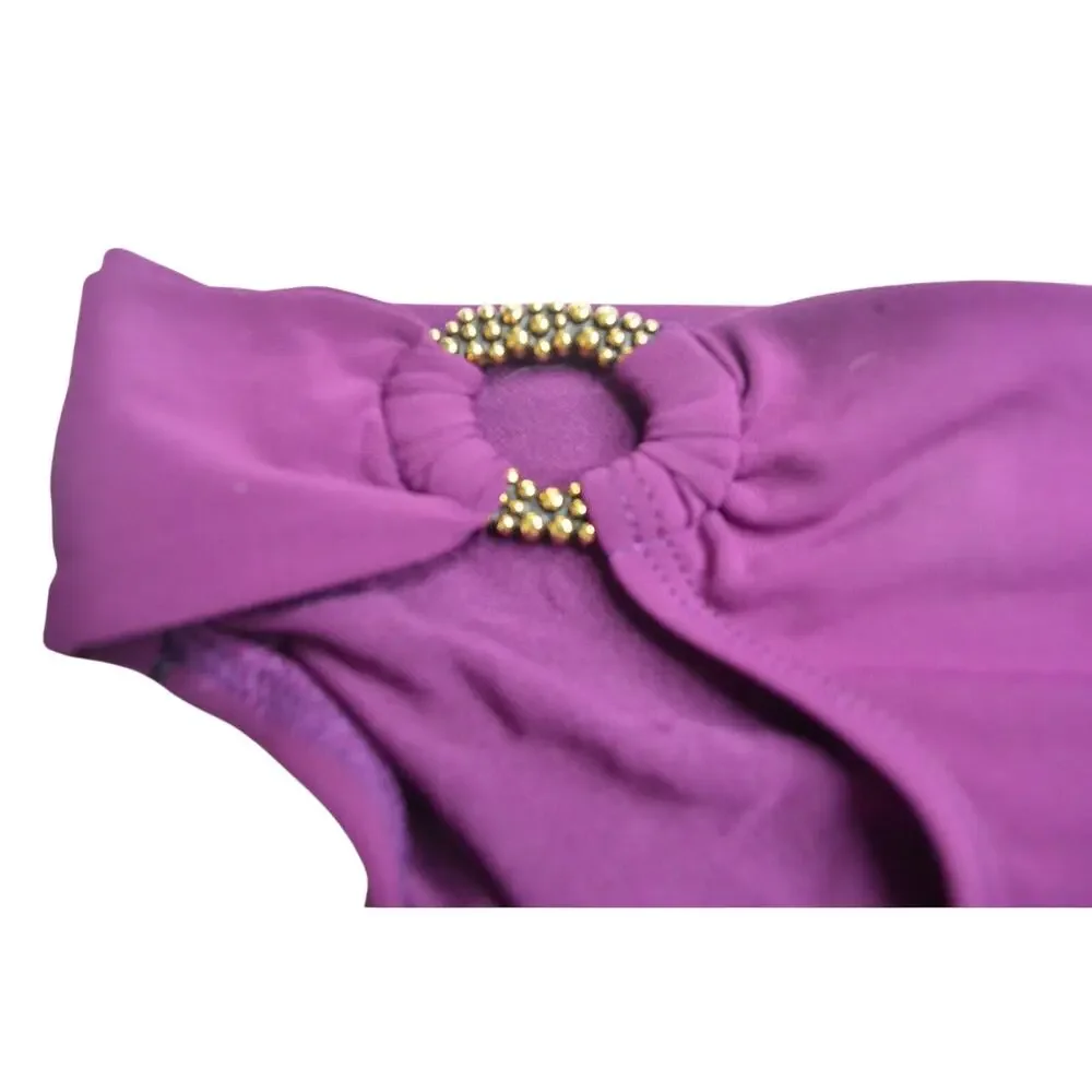 ROBIN PICCONE Plum Purple Bikini Bottoms w/ Gold O-Ring Hardware